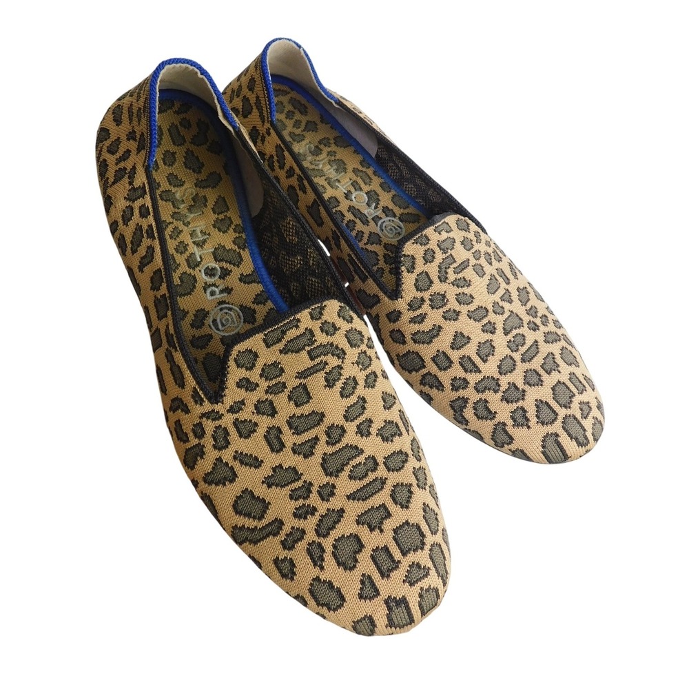 Rothys The Loafer Spotted Cat Leopard Print Knit Shoes Womens 10.5 Flat‎
